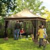 12' x 12' Canopy Tent with Mesh Netting, UPF50+ Pop Up Tent with Carry Bag for Garden, Patio, Beige