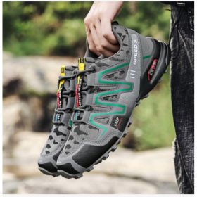 Men Hiking Shoes Climbing Male Sports Shoes Work Safety Toe Tactical Non-Slip Durable Trekking Sneakers Mens Footwear (Option: Dark gray camouflage-41)