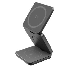 Magnetic Suction Wireless Charging And Folding Phone Holder (Option: Black)