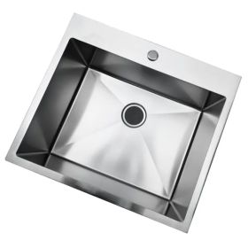 33Inch Top mount Kitchen Sink Drop-in, Farmhouse Kitchen Sink with Sink Protector 18 Gauge, Workstation Sink, Stainless Steel Single Bowl Kitchen (Option: As picture)