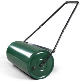 24in Heavy Duty Steel Lawn Roller, Garden Roller Can Be Filled with Water or Sand, Hand Roller with U-shaped Handle, Green & Black (Option: Default title)