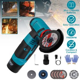 Cordless Mini Angle Grinder- 2x12V 1100mAh Batteries , 19000RPM Motor, Air Vents for Heat Dissipation - Includes Cutting Wheels/Saw Blade/Sanding (Option: Default title)