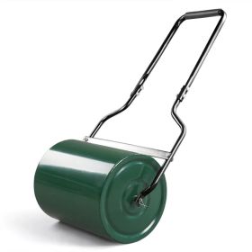 16in Heavy Duty Steel Lawn Roller, Garden Roller Can Be Filled with Water or Sand, Hand Roller with U-shaped Handle, Green & Black (Option: Default title)