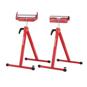 2-Pack Heavy Duty Metal Folding Roller Stand with Edge Guides Portable Woodworking Support - Red (Option: Default title)
