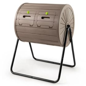 Dual Chamber Compost Tumbler 37.5Gal 360° Rotating Compost Bin with Stirring Blades for Garden-Coffee (Option: Default title)