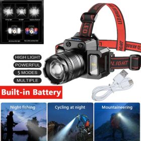 5-Modes LED Headlamp Motion Sensor Headlamp USB Rechargeable Canping Hiking Headlight (Option: Default title)
