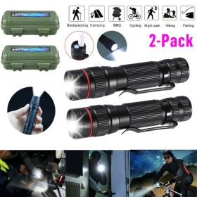2 Pack USB Rechargeable LED Flashlight Adjustable Focus 3-Modes Outdoor Mini Flashlight W/ USB Cable+Mini Box (Option: Default title)