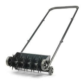 19in Push Spike Aerator, Heavy Duty Rolling Lawn Aerator, Rotary Spike Lawn Aerator, Manual Aeration Equipment with U-shaped Handle, for Lawn Gar (Option: Default title)