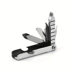 11-in-1 Stainless Steel Multi-Tool With Phone Stand, Folding Knife, Bottle Opener, Screwdriver, Hiking Clip & More - Compact & Portable For Outdo (Option: 1pc)