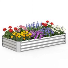 Galvanized Steel Raised Garden Bed 6×3×1 Ft Outdoor Planter Box for Vegetables Flowers Herbs (Option: Default title)