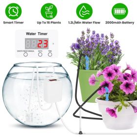 Smart Auto Plant Watering Device Low Noise 4W Efficient Drip Irrigation Kit with Low Water & Low Battery Alarm, 16 Drip Arrows for Indoor Balcony (Option: Default title)