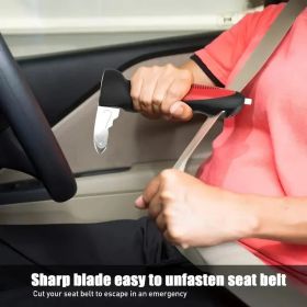Disability Aid| Portable LED Car Door Assist Handle for Elderly & Disabled - High-Quality Aluminum, Black with Red Grip, Features Seat Belt Cutte (Option: Black&Red)
