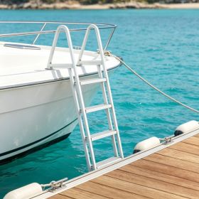 5-Step Removable Dock Ladder, 350 Lbs Load Capacity, 4inch Wide Non-Slip Steps, For Pontoon Boat, Ship, Pool & Marine Boarding (Option: 63335122)