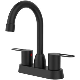 2 Handles Bathroom Sink Faucet, Matt Black Centerset RV Bathroom Faucets for 3 Hole (Option: As picture)