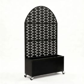 Arched Decorative Privacy Screen with Planter Box, 70.87" Tall Metal Freestanding Fence Planter, 46.8"15.75"16.92" Planter Box for Patio Balcony (Option: Default title)