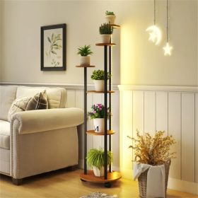 6-Tier Plant Stand with RGB Light Strip, Smart APP & Remote Control Plant Shelf for Home Decor-Natural (Option: Default title)