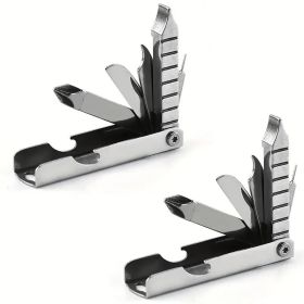 11-in-1 Stainless Steel Multi-Tool With Phone Stand, Folding Knife, Bottle Opener, Screwdriver, Hiking Clip & More - Compact & Portable For Outdo (Option: 2pcs)